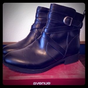 Black, leather ankle boots